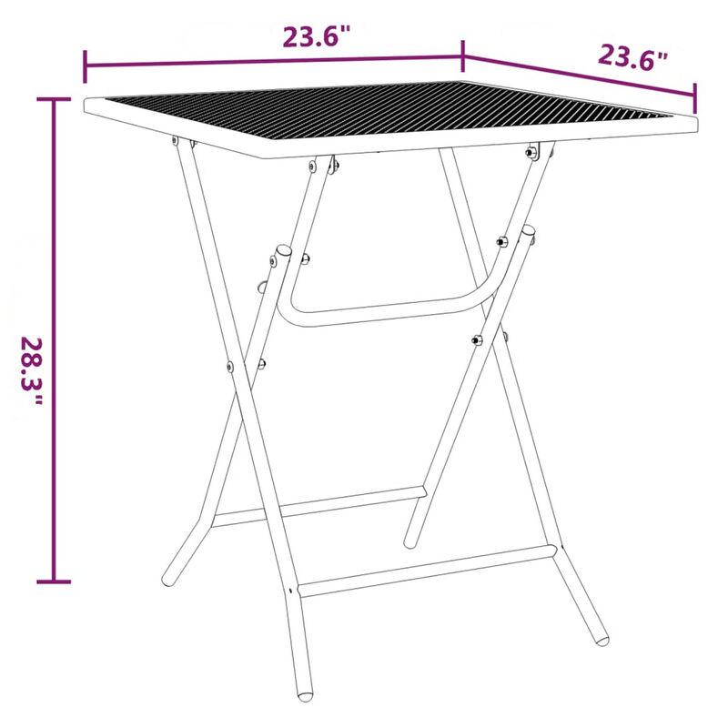 Zofi Outdoor Dining Breakfast Bistro Table, Foldable Mesh Top, Gray - Benzara