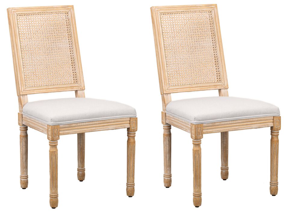 CAMBRIDGE Set of 2 Dining Chairs in Rattan and  Fabric