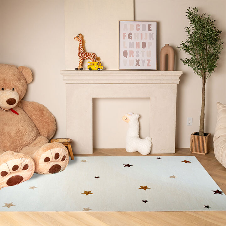 Soft Steps Playtime Kids Stars Soft Playmat Cream Indoor Soft Area Rug