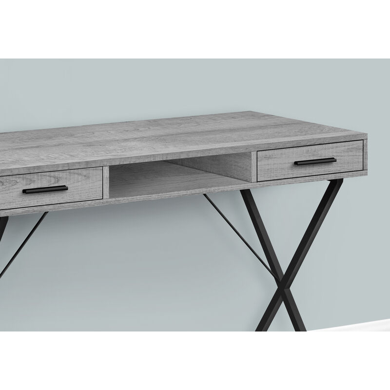 Monarch Specialties I 7792 Computer Desk, Home Office, Laptop, Left, Right Set-up, Storage Drawers, 42"L, Work, Metal, Laminate, Grey, Black, Contemporary, Modern