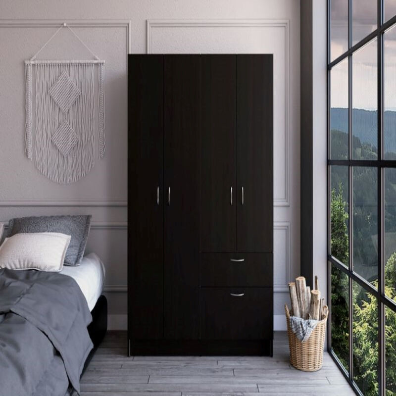 Armoire Alpes, Bedroom, Black / White
