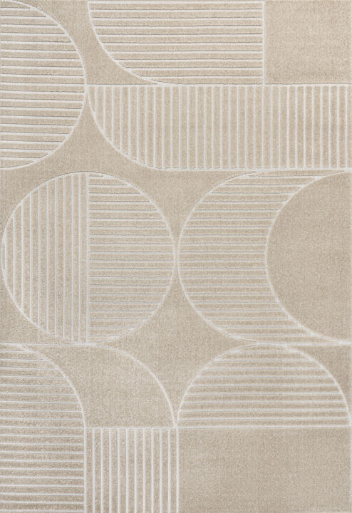 Nordby High-Low Geometric Arch Scandi Striped Indoor/Outdoor Area Rug