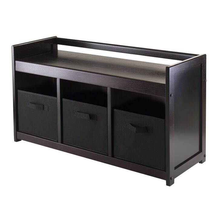 Winsome Addison Bench, 3 small, Espresso/Chocolate
