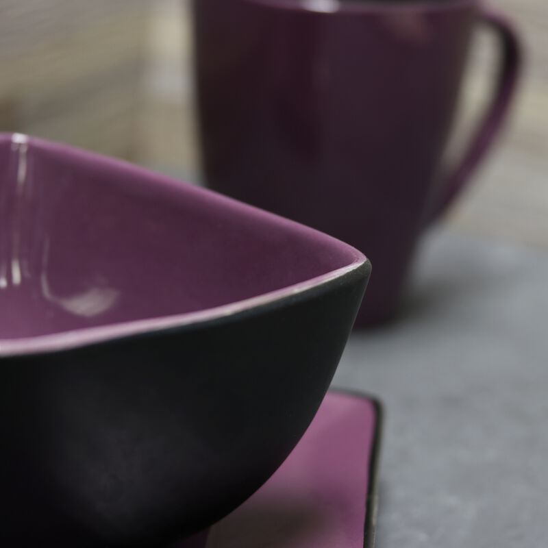 Elama Mulberry Loft 16 Piece Modern Premium Stoneware Dinnerware Set with Complete Settings for 4