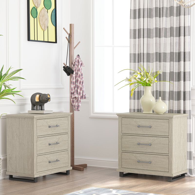 FESTIVO 32" Wide Nightstand with 3 Drawers - Set of 2