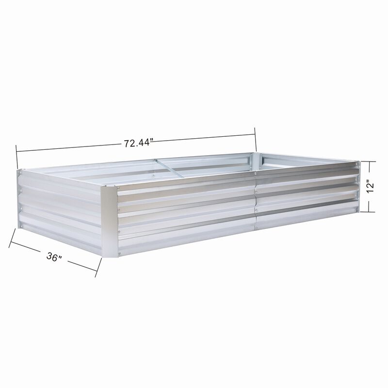 LuxenHome 72in Rectangular Galvanized Steel Raised Garden Bed