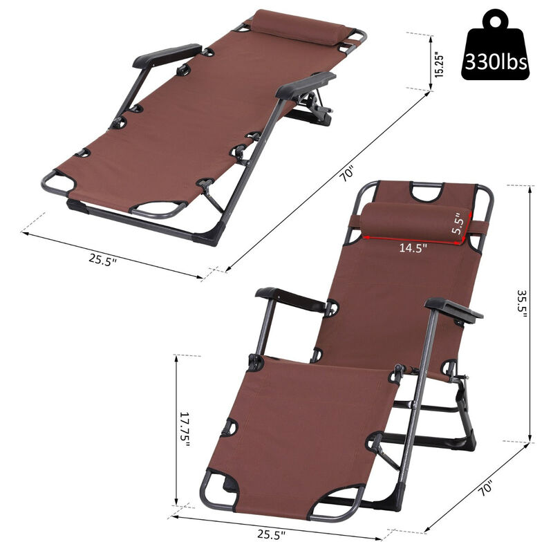Outdoor Relaxation Station: Folding Lounger with Head Pillow