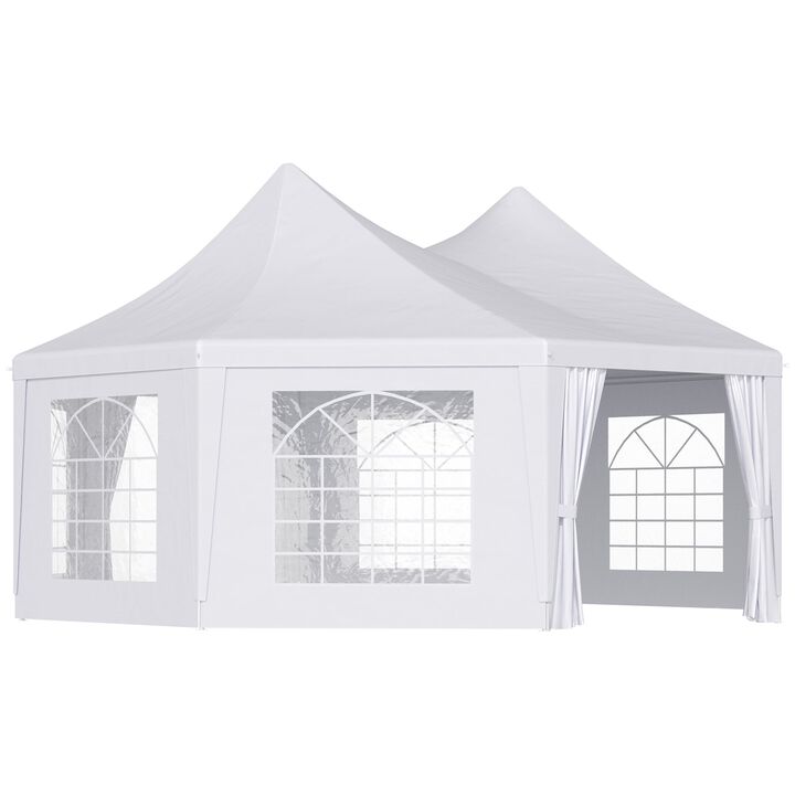 Majestic Octagonal Pavilion: 22x16ft White 8-Wall Party Gazebo