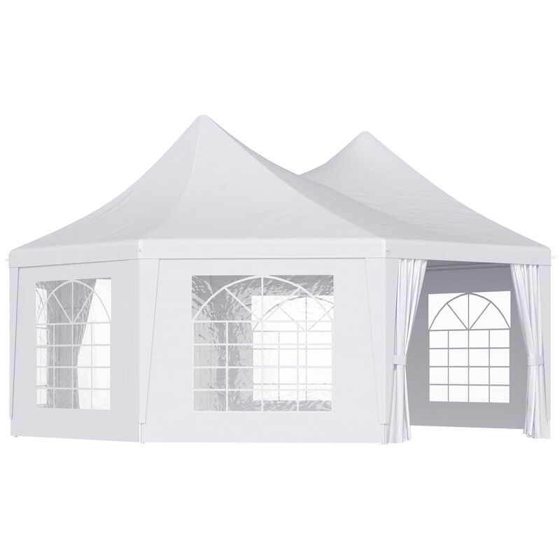 Majestic Octagonal Pavilion: 22x16ft White 8-Wall Party Gazebo