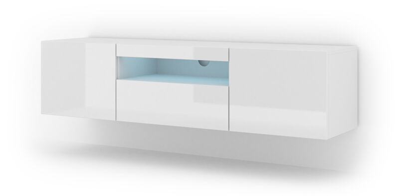 TV Stand Aura 79" Universal Cabinet Hanging or Standing Black High Gloss MDF