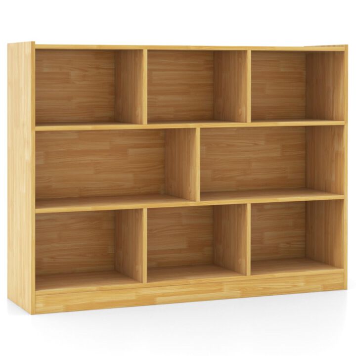 Hivvago 3-Tier Open Bookcase 8-Cube Floor Standing Storage Shelves