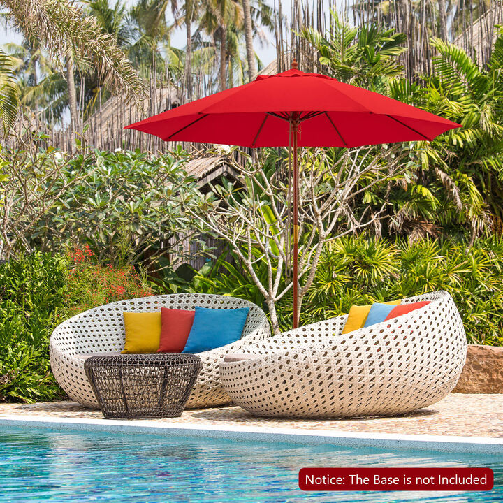 9.5 Feet Pulley Lift Round Patio Umbrella with Fiberglass Ribs