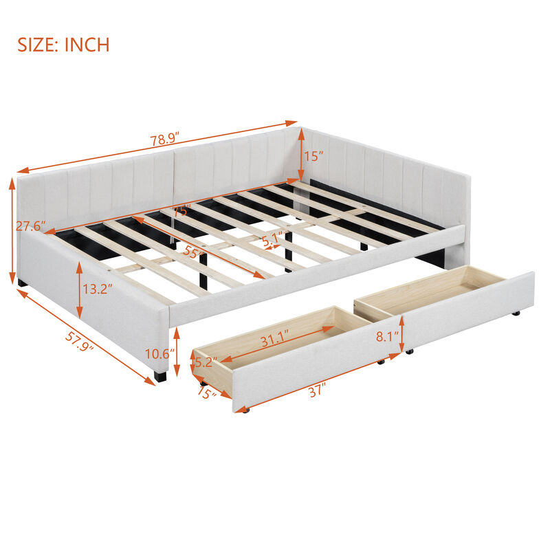 Merax Upholstered Daybed with 2 Storage Drawers