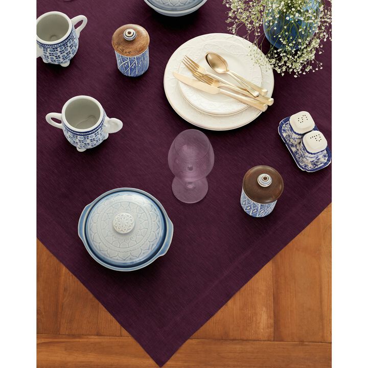 Solino Home 100% Pure Linen Table Throw 52 x 52 Inch | Athena