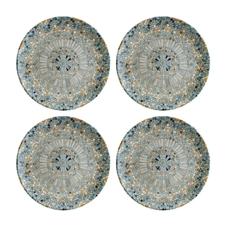 Luca Mosaic Matte dia.7.5" Round Decorated Porcelain Plate (Set of 4)