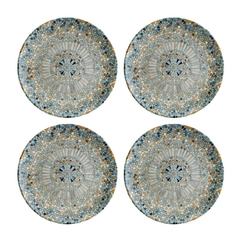 Luca Mosaic Matte dia.7.5" Round Decorated Porcelain Plate (Set of 4)
