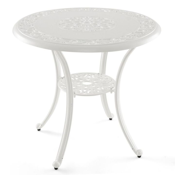 Hivvago 31.5 Inch Round Patio Dining Table for 4 Cast Aluminum with 2-Inch Umbrella Hole