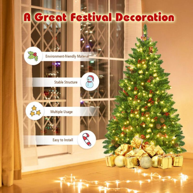 Hivvago 4.5 Feet Pre-lit Hinged Christmas Tree with 300 LED Lights