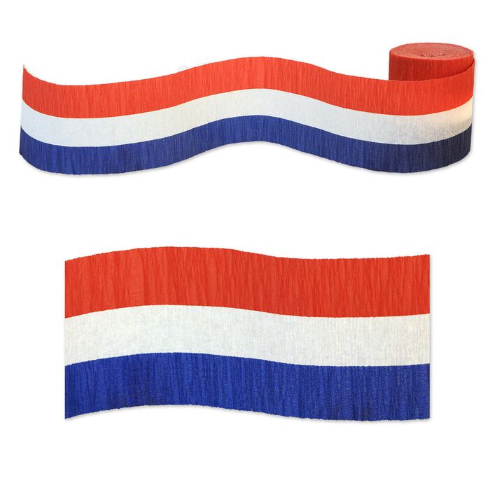 Club Pack of 12 Patriotic Red and White Striped Party Streamers 30'