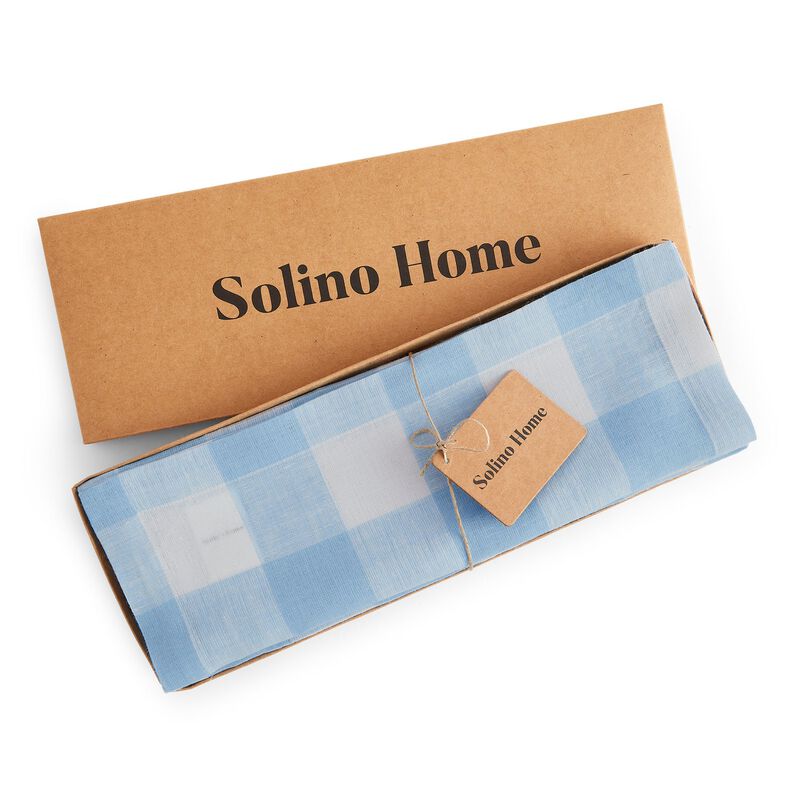 Solino Home 100% Pure Linen 14 x 19 Inch Placemats Set of 4 | Buffalo Check