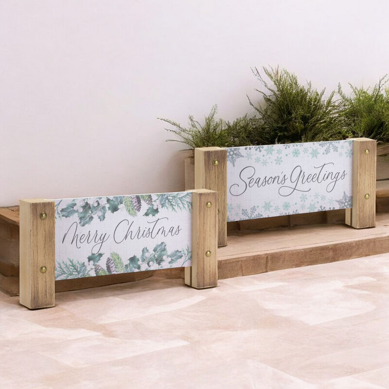 Set of 4 MDF Holiday Plaques for Christmas Decorations