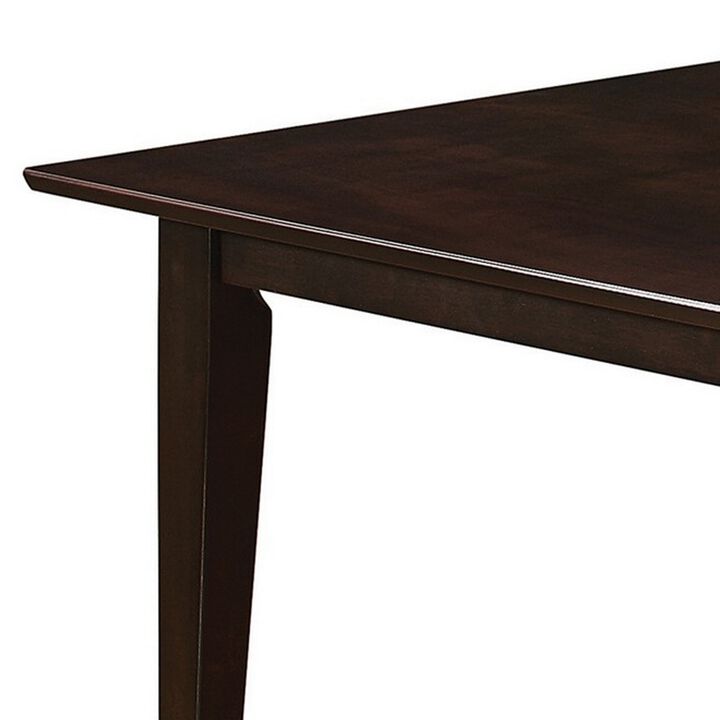 59 Inch Rectangular Dining Table, Tapered Legs, Dark Cappuccino Brown Wood - Benzara