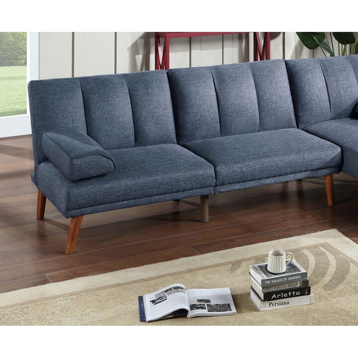 Navy Polyfiber Sectional Sofa with Adjustable Chaise