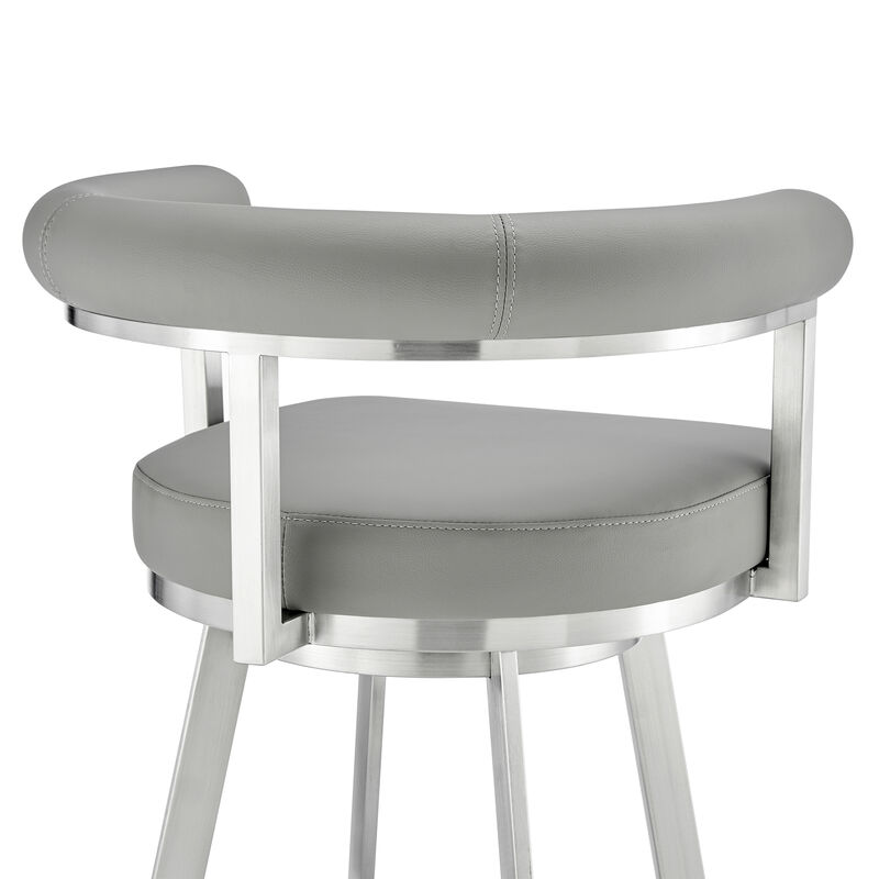 Nolagam Swivel Stool in Brushed Stainless Steel with Black Faux Leather