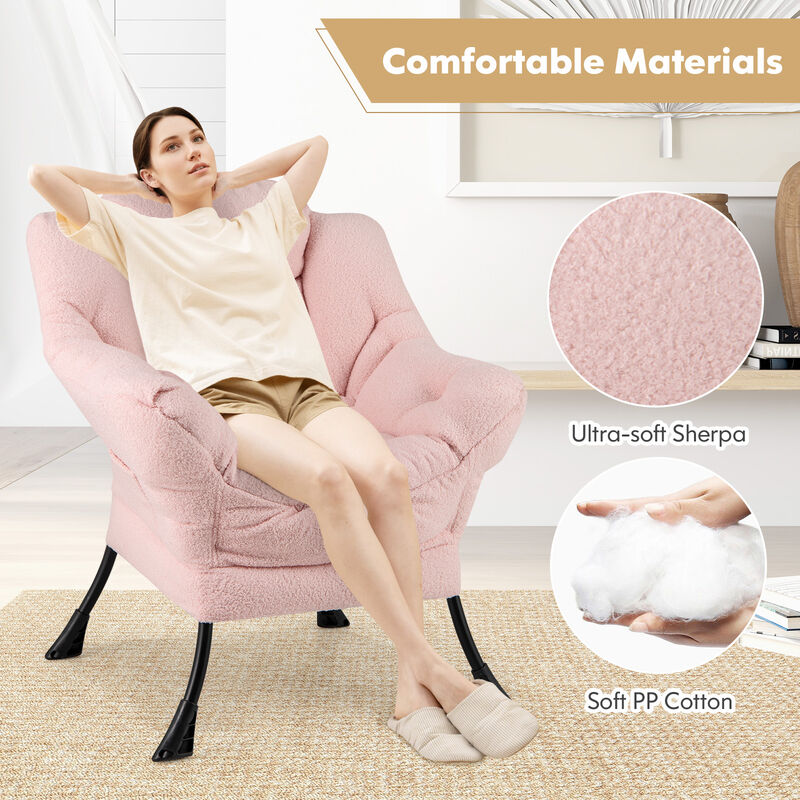 Cozy Sherpa Upholstered Accent Chair with Head Pillow for Stylish Comfort