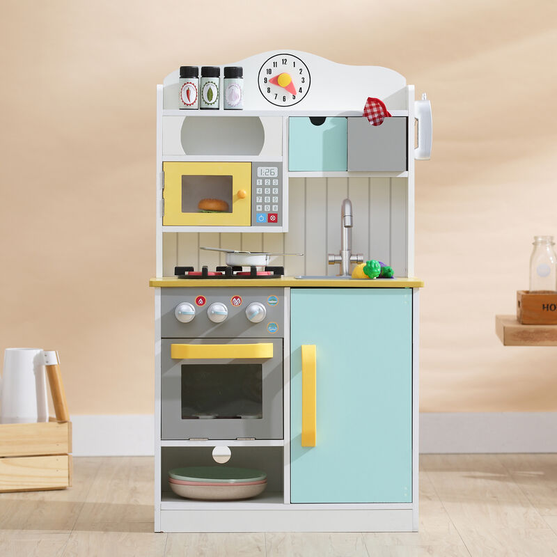 Teamson Kids - Little Chef Florence Classic Play Kitchen - White/Green & Yellow