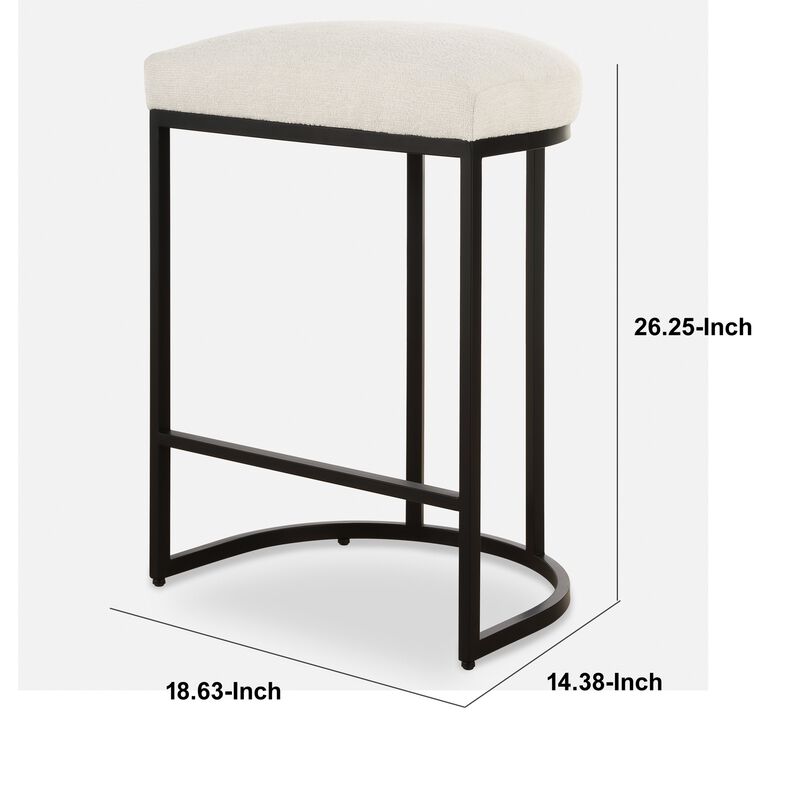 Gyn Counter Height Stool, White Performance Fabric, Black Cantilever Base