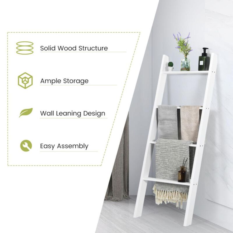 Hivvago 4-Tier Wall Leaning Ladder Shelf Stand