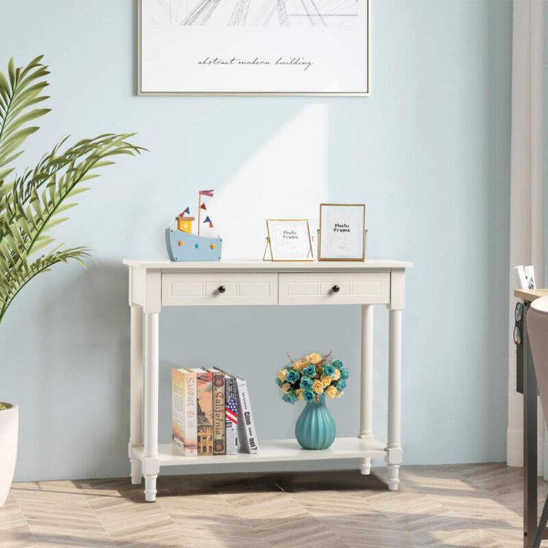 2-Tier Console Table with 2 Drawers Elegant & Functional Entryway or Living Room Storage
