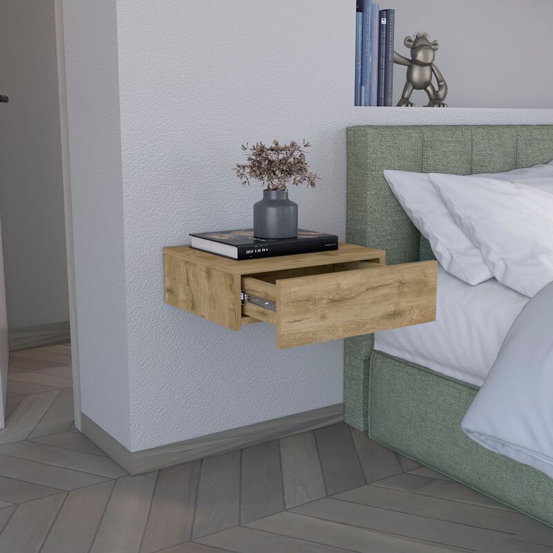 DEPOT E-SHOP Ivor Floating Nightstand, Modern Wall-Mounted Bedside Shelf with Drawer, Black