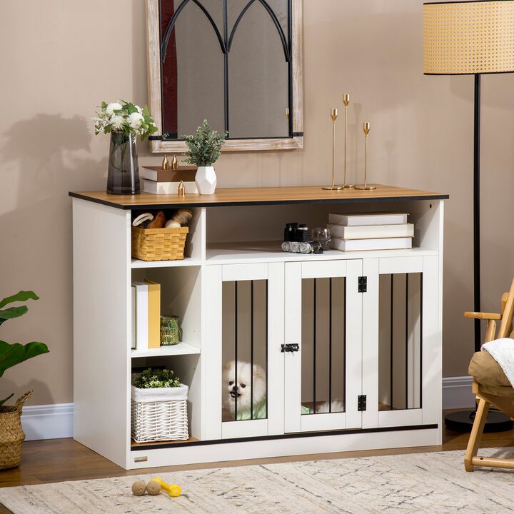 White Dog Haven: Crate End Table with Storage & Lockable Door