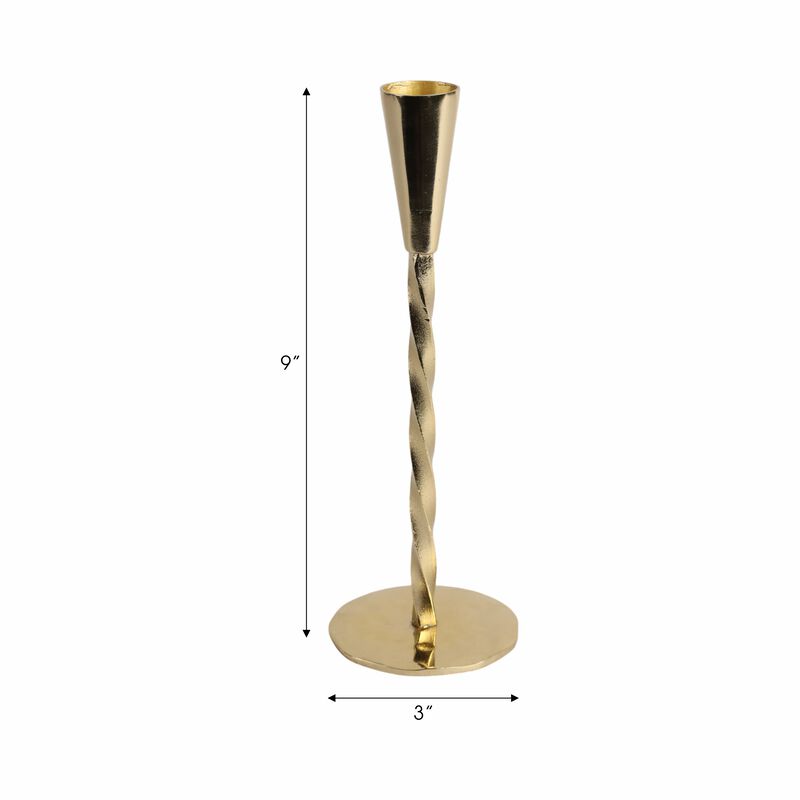 Gold 9x3" Twisted Taper Holder