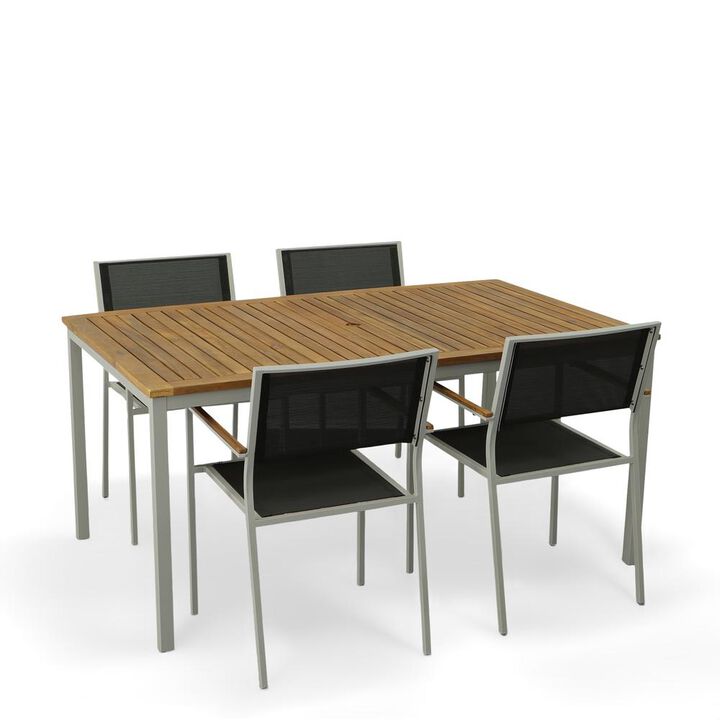 Carolina Living Braylee Outdoor Dining Set - Set of 5 - Black