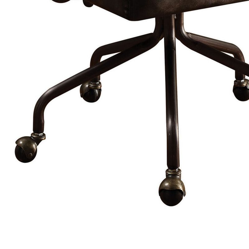 Metal & Leather Executive Office Chair, Black-Benzara