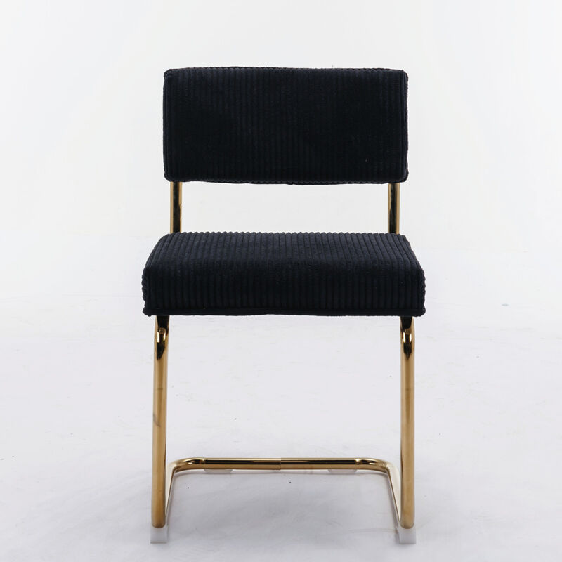 2 Modern Black Corduroy Dining Chairs