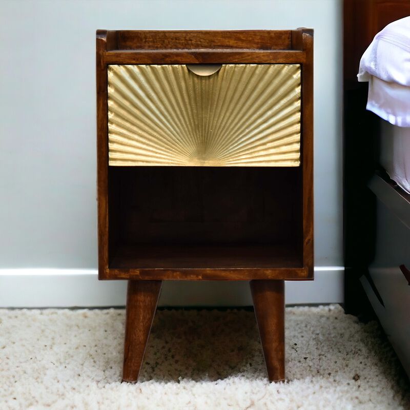 Artisan Furniture solid Wood Mini Manila Gold 1 Drawer Nightstand