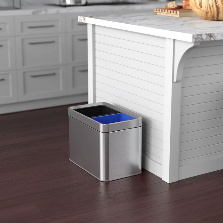 iTouchless 5.3 Gallon / 20 Liter Dual Compartment Open Top Trash Can & Recycle Bin