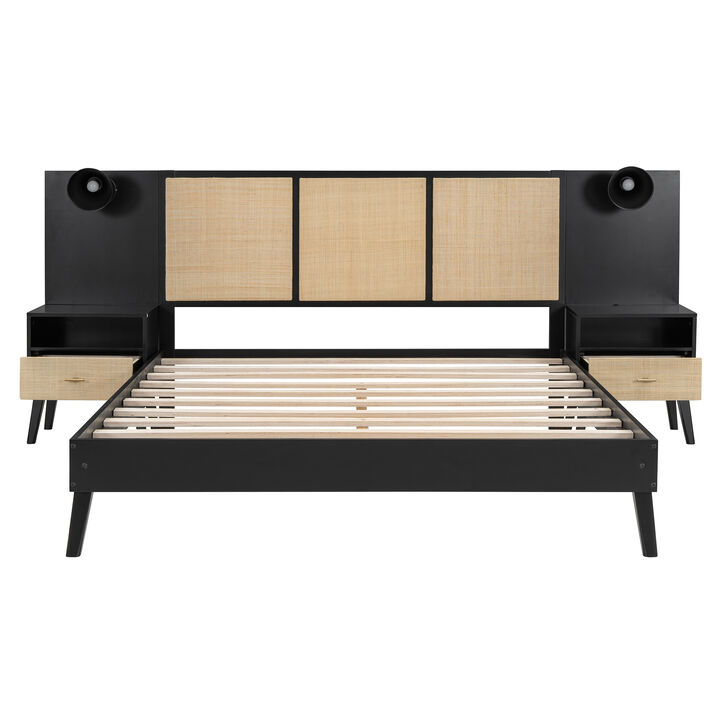 Merax Modern Platform Bed with 2 Nightstands