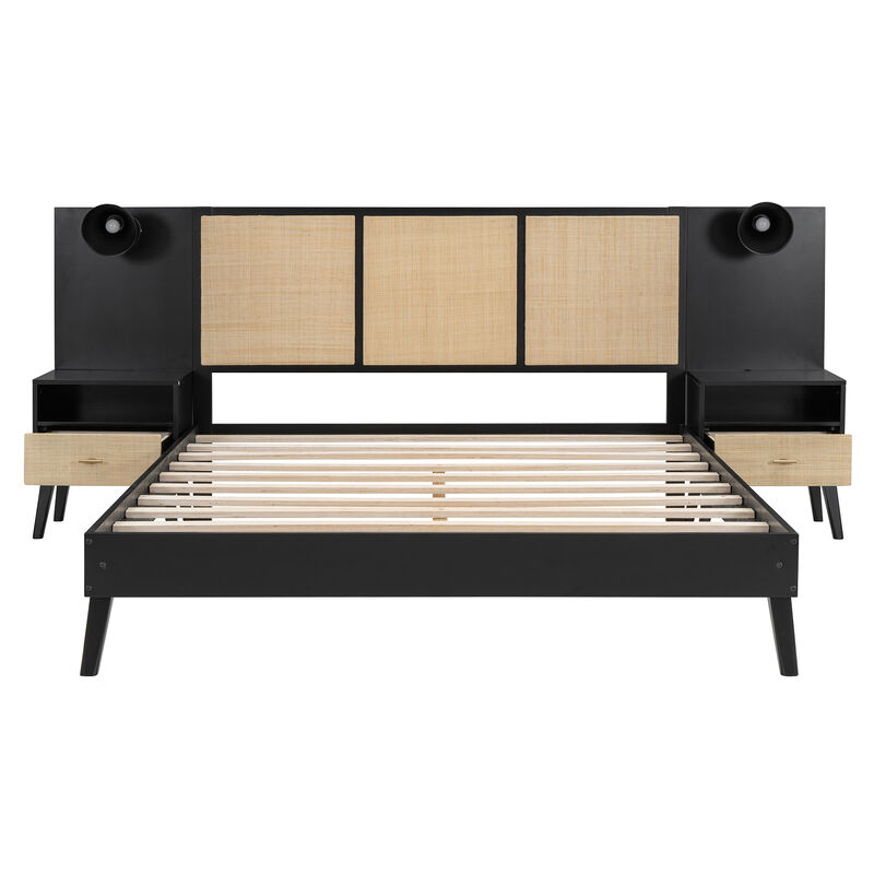 Merax Modern Platform Bed with 2 Nightstands