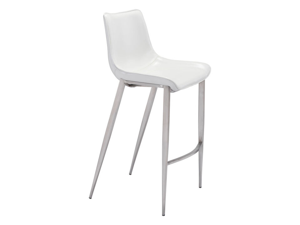 Magnus Barstool (Set of 2) White & Silver