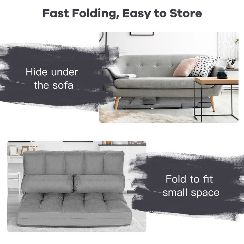 6-Position Foldable Floor Sofa Bed with Detachable Cloth Cover