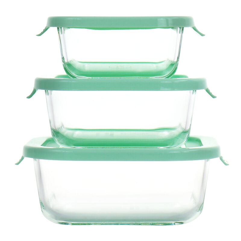 Martha Stewart 6 Piece Glass Storage Containers with Lids in Mint