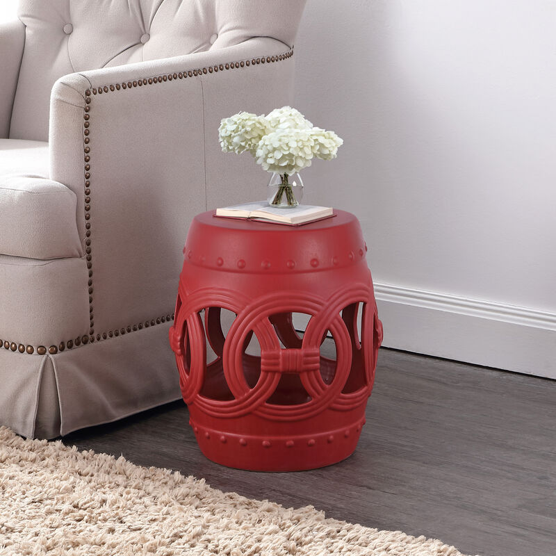 Lucky Coins 16" Chinese Ceramic Drum Garden Stool