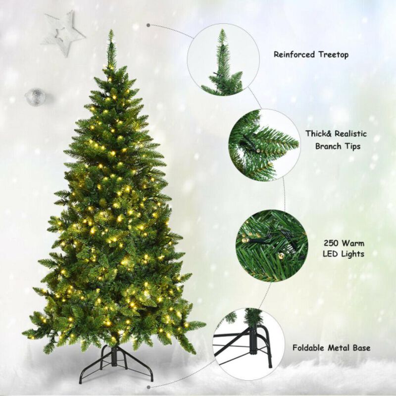 Hivvago Pre-Lit Artificial Half National Christmas Tree with 8 Flash Modes