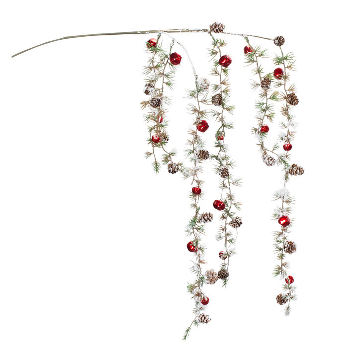 Hanging Pine and Bell Spray Set of 12 for Holiday and Seasonal Decor