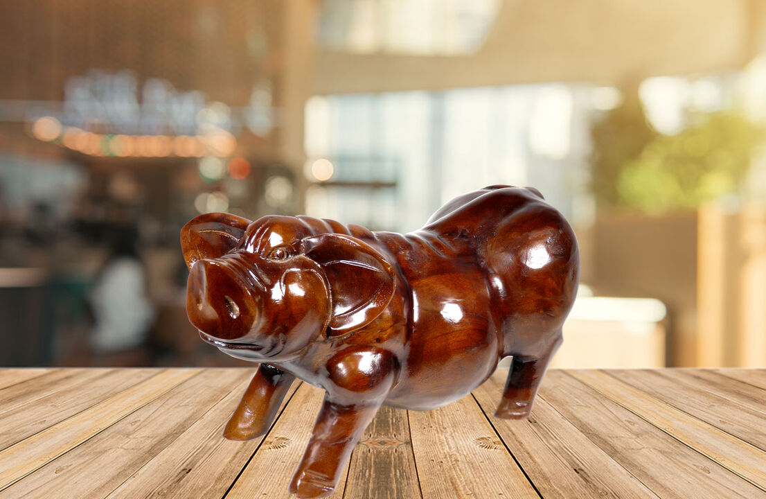 Teak/ Mahogany           Pig Statue